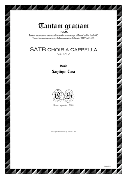 Tantam graciam - Hymn for SATB choir a cappella image number null