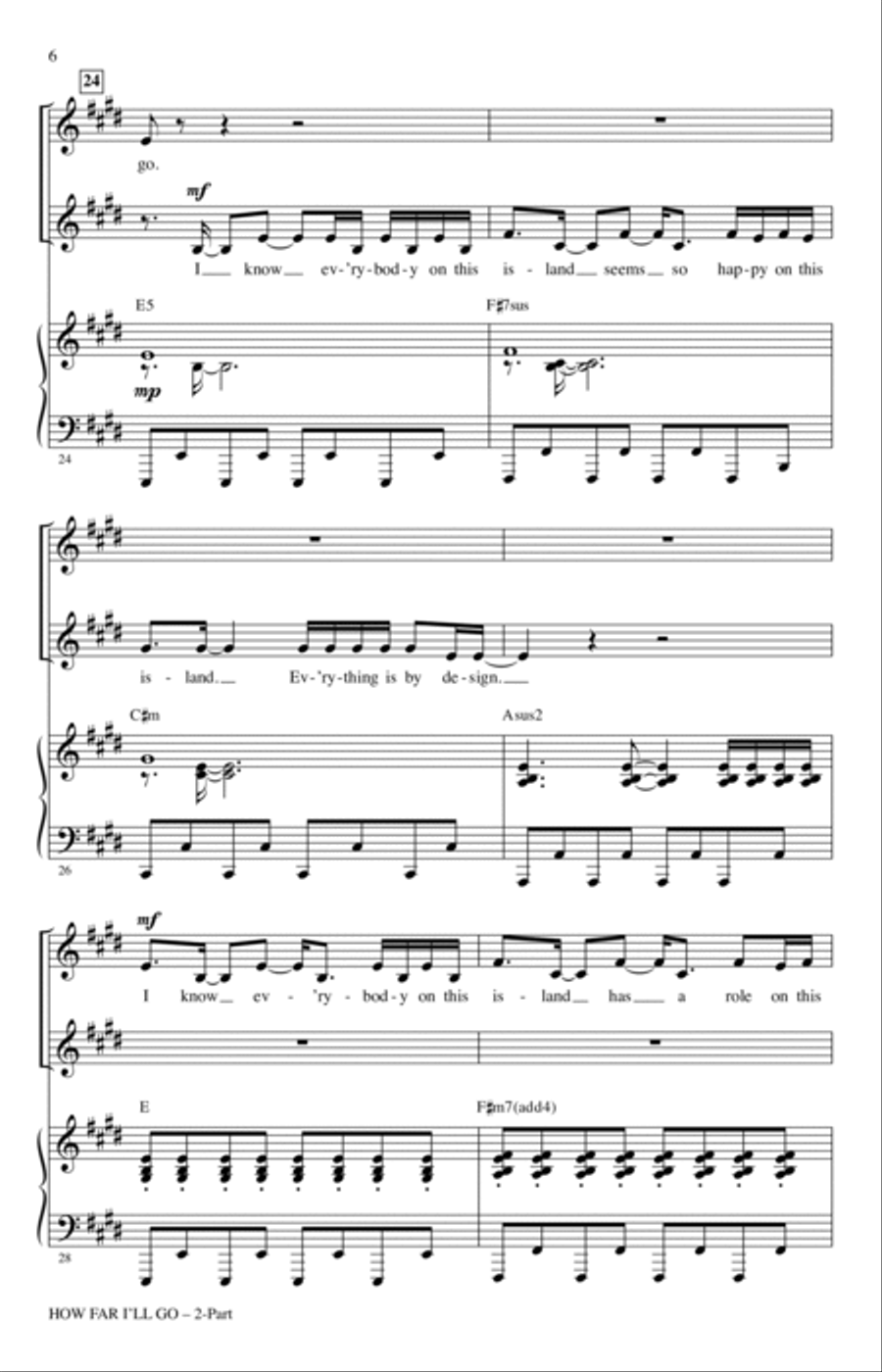How Far I'll Go (from Moana) (arr. Ed Lojeski) 2-Part scores gallery preview page 5
