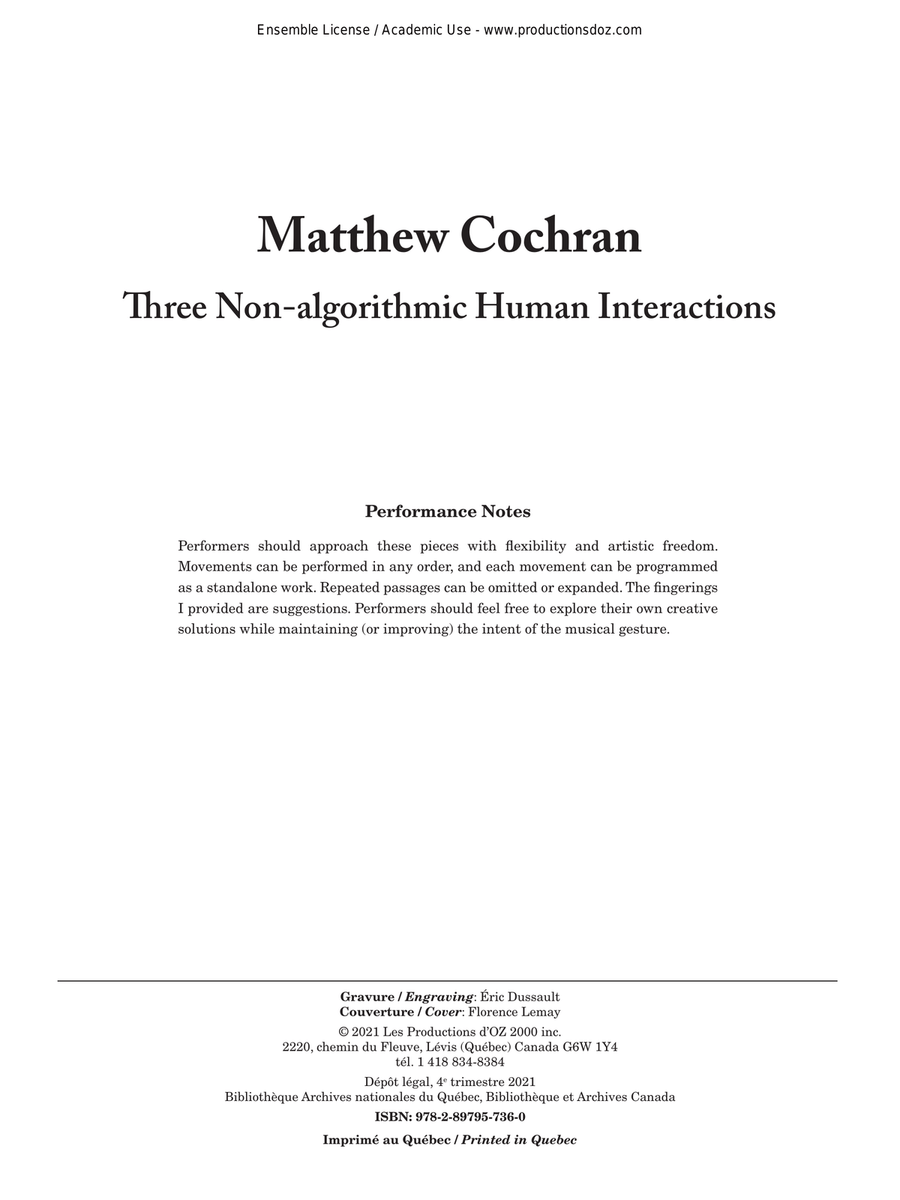 Three Non-algorithmic Human Interactions Classical Guitar scores gallery preview page 1