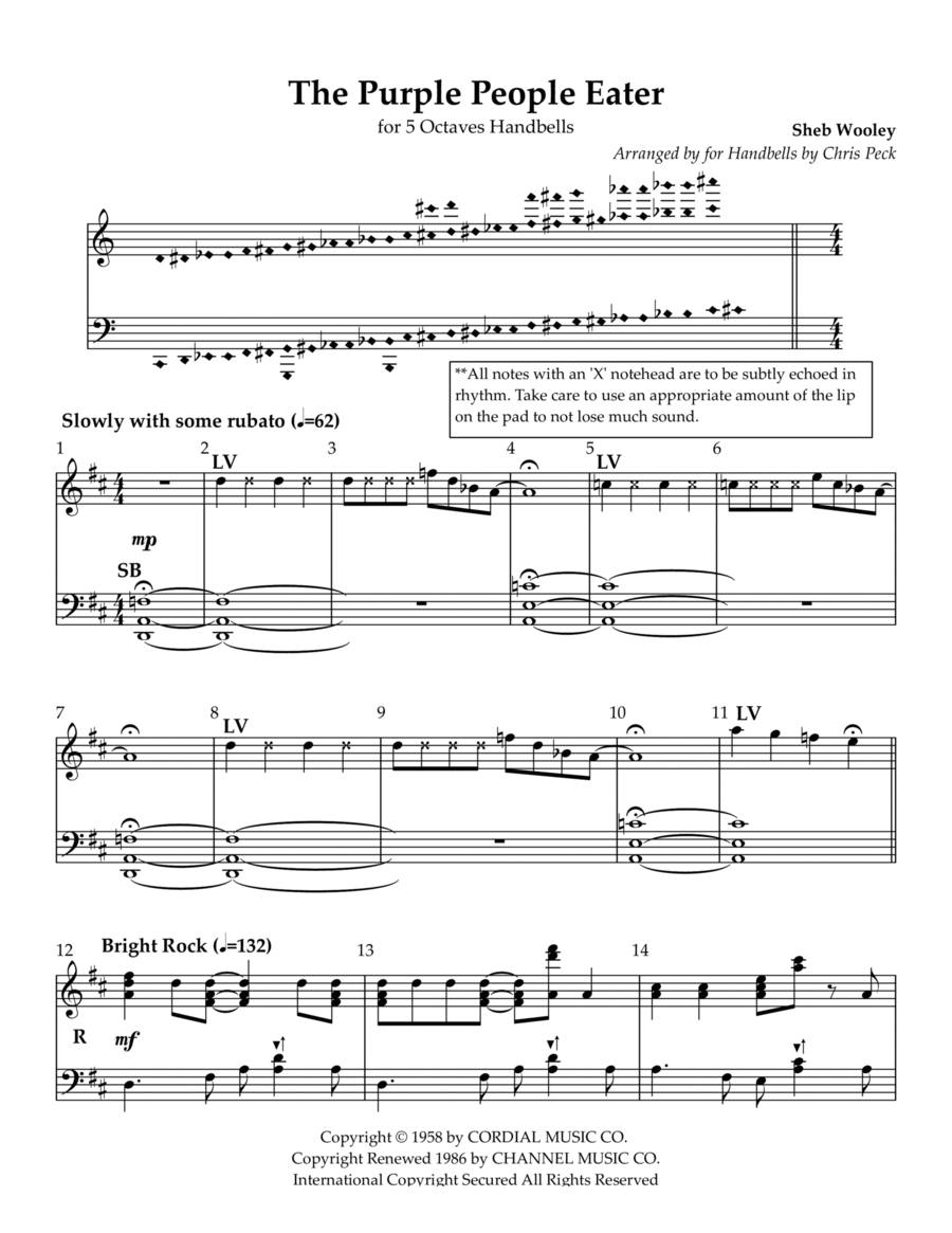 Purple People Eater(tm) - Score Only Handbell Choir scores gallery preview page 1