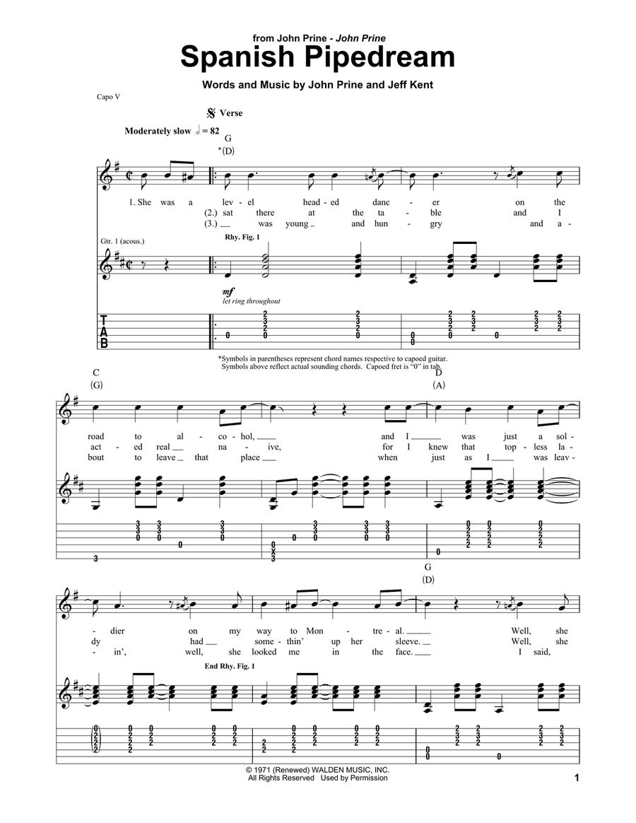 Spanish Pipedream Acoustic Guitar scores gallery preview page 1