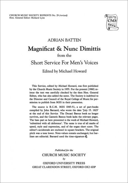 Magnificat and Nunc Dimittis from the Short Service