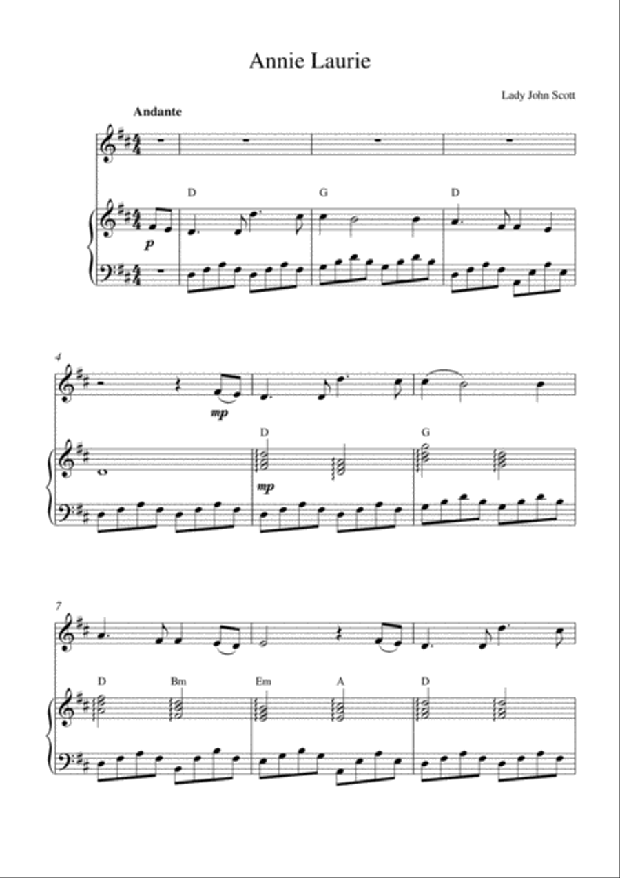 Annie Laurie Piano scores gallery preview page 1