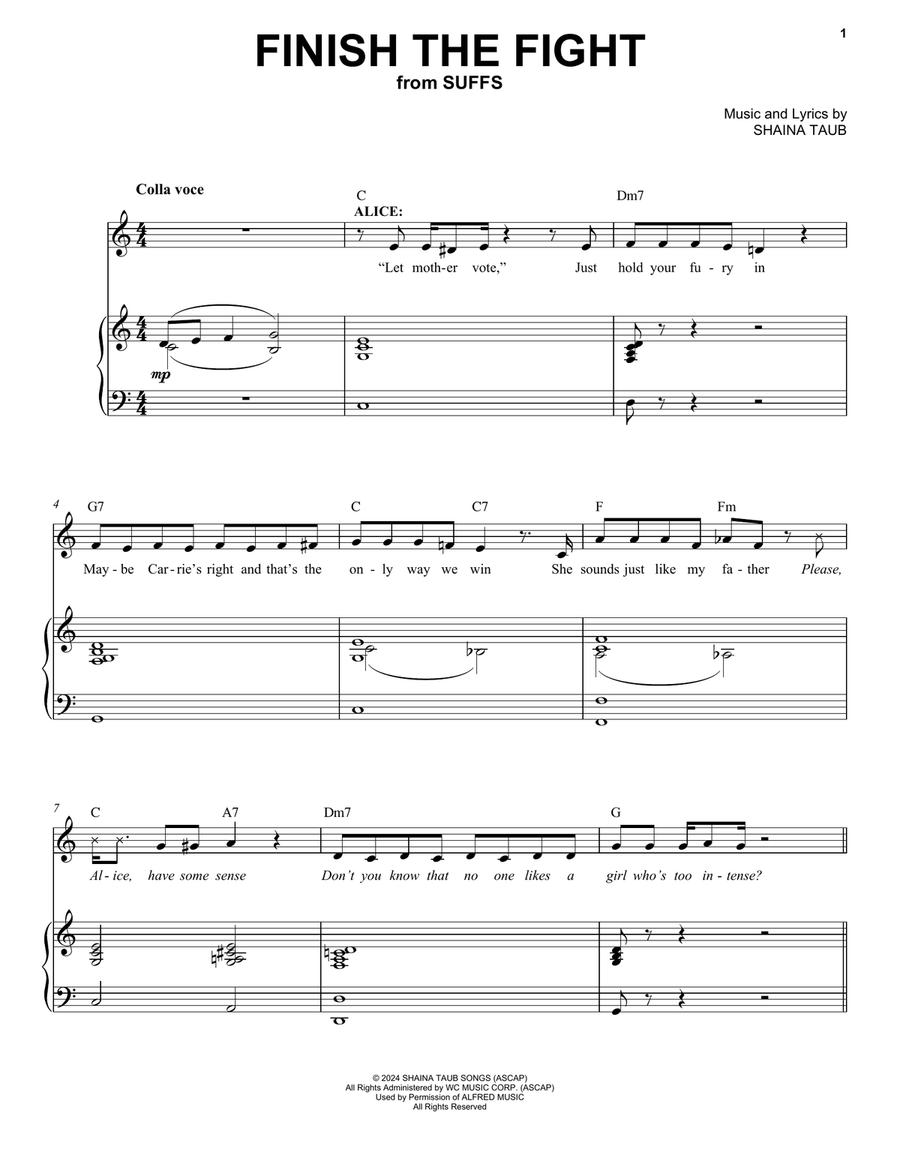 Finish The Fight (from Suffs) Voice scores gallery preview page 1