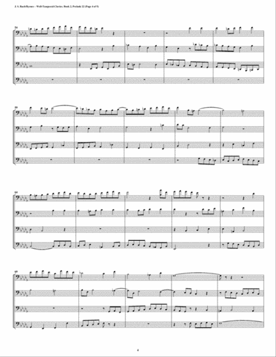 Prelude 22 from Well-Tempered Clavier, Book 2 (Bassoon Quartet) Bassoon Quartet scores gallery preview page 4