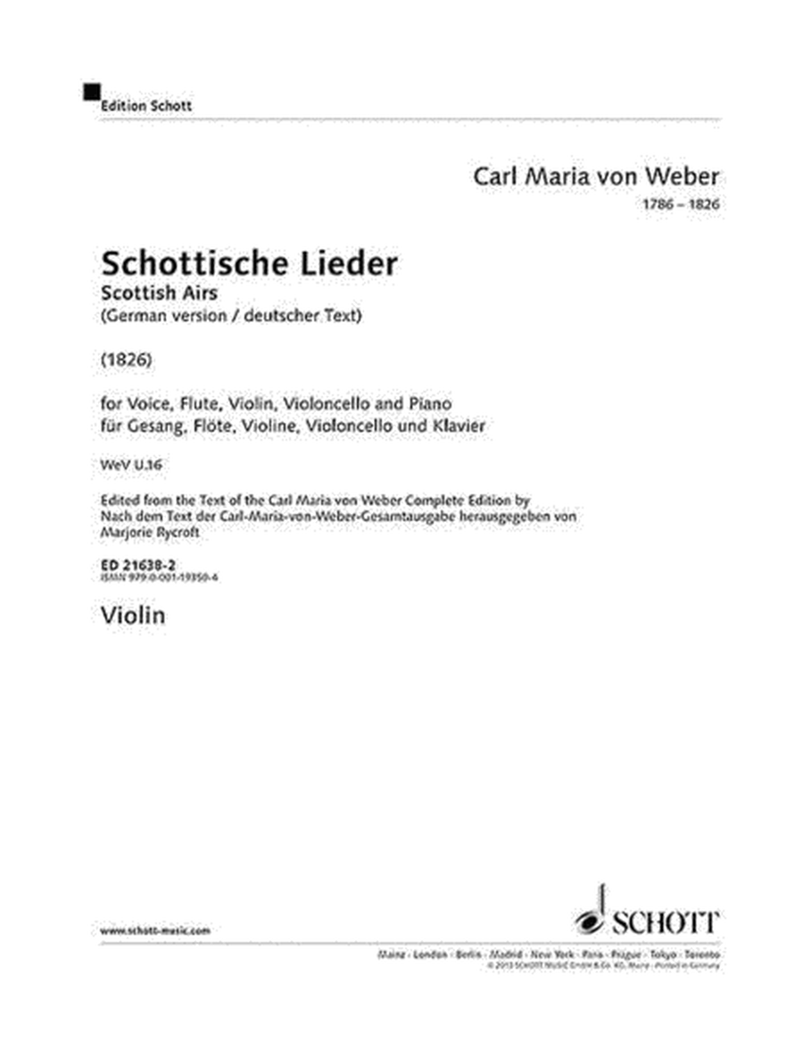Scottish Airs Wev U.16 Violin Part (german Edition)