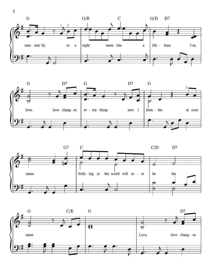 Love Changes Everything (from Aspects of Love) Easy Piano scores gallery preview page 2