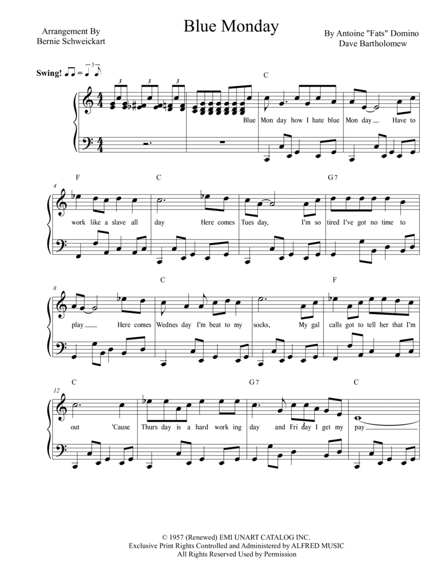 Blue Monday Piano, Vocal, Guitar scores gallery preview page 1