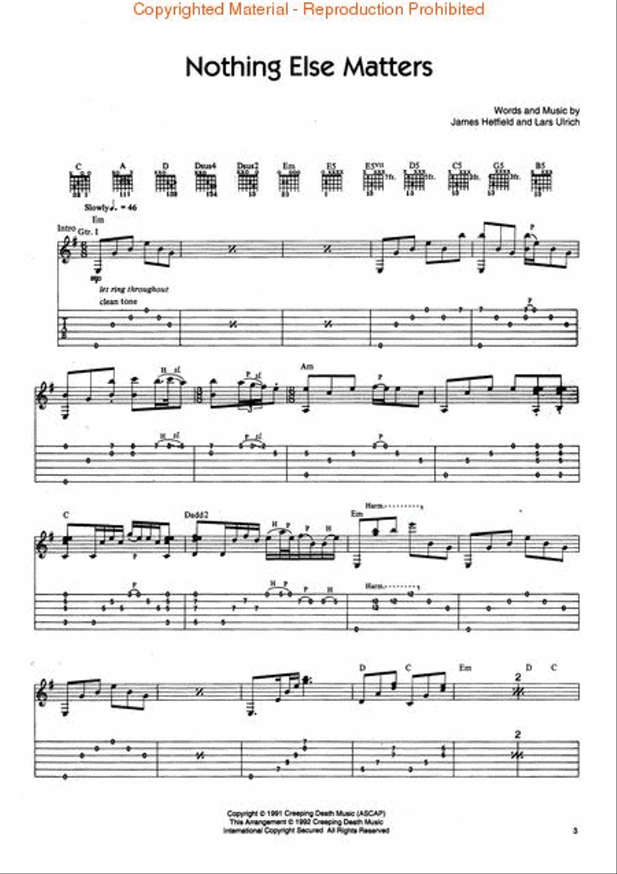 Nothing Else Matters Electric Guitar scores gallery preview page 2