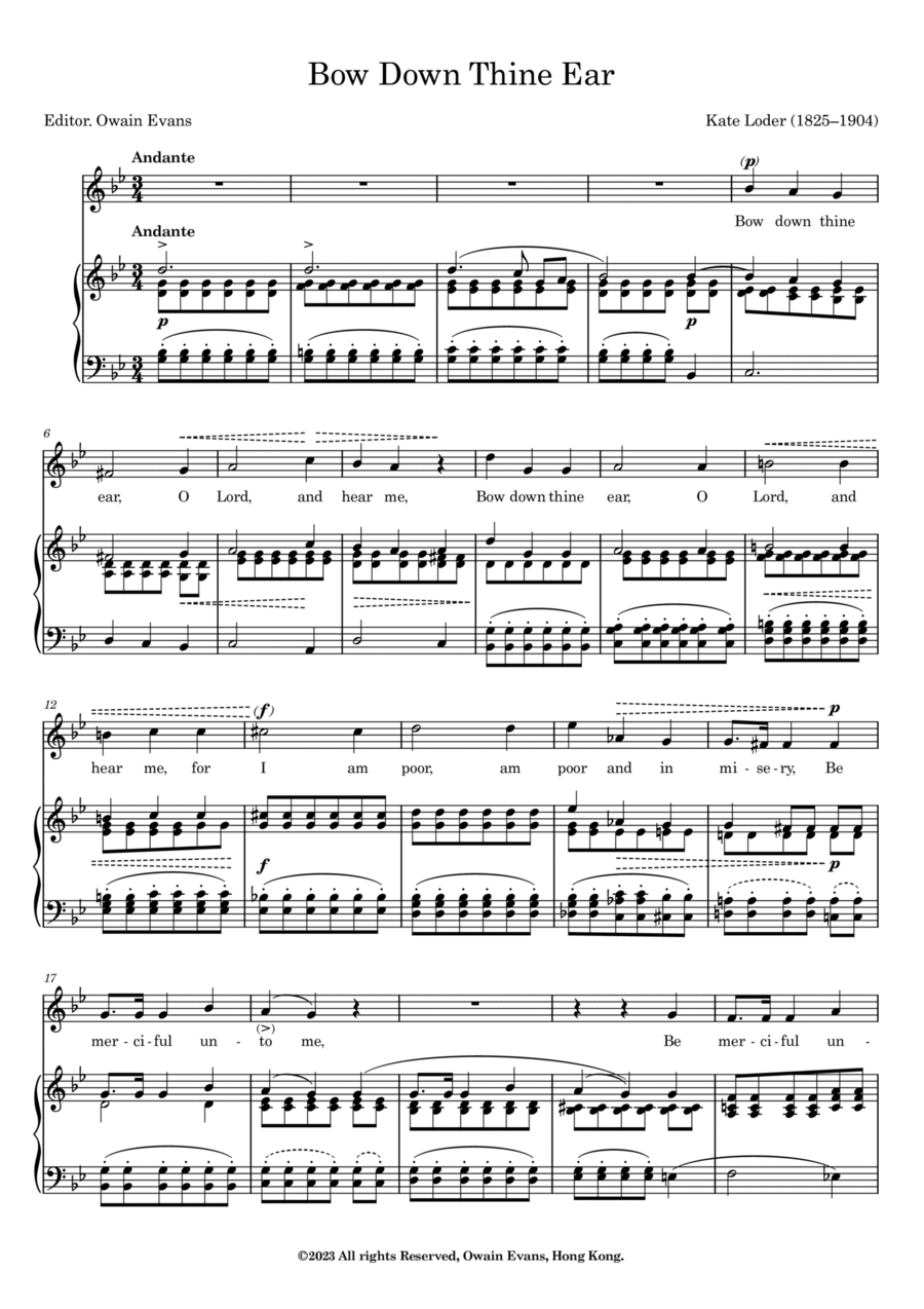 Bow Down Thine Ear Voice scores gallery preview page 1