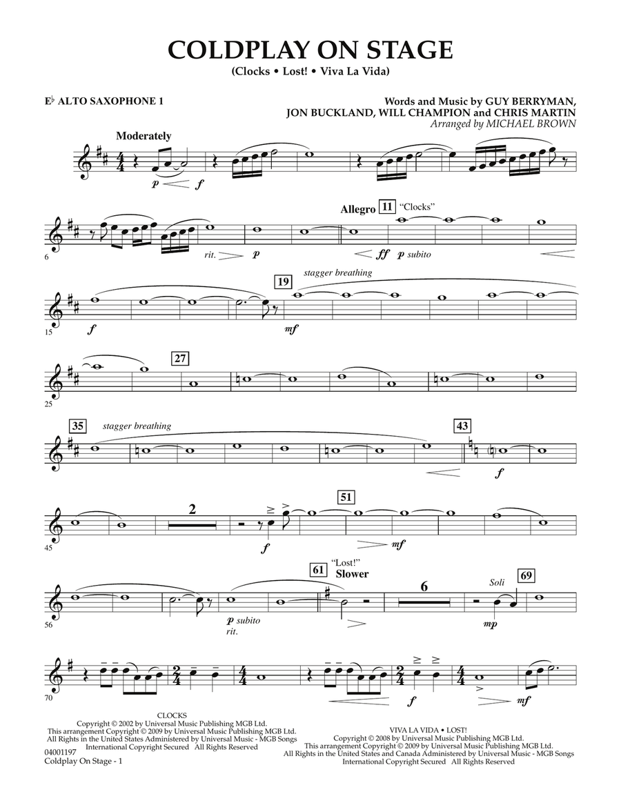 Coldplay on Stage - Eb Alto Saxophone 1