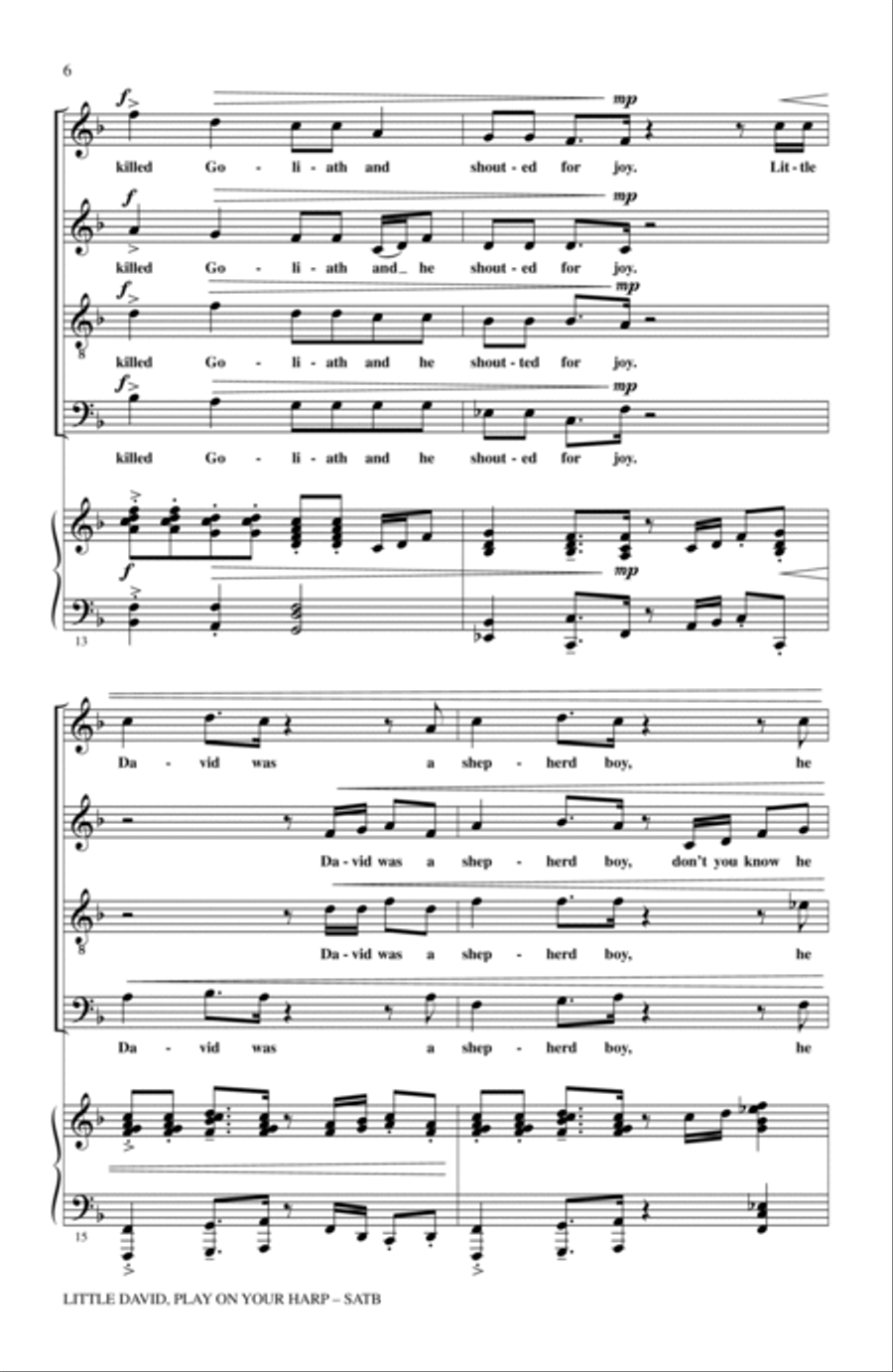Little David, Play On Your Harp 4-Part scores gallery preview page 4