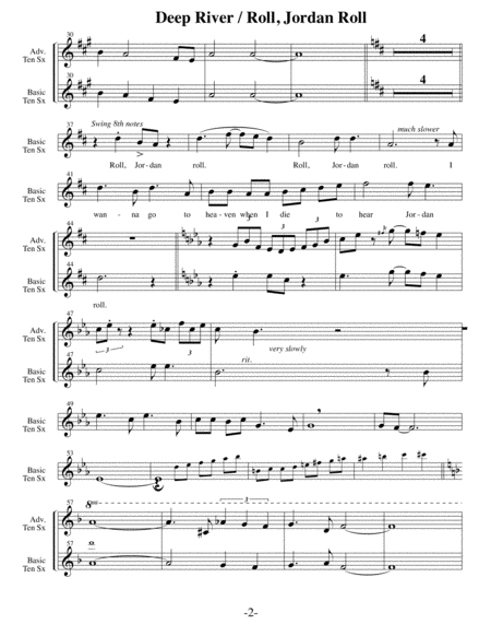 Deep River with Roll Jordan Roll (Arrangements Level 2-5 for TENOR SAX + Written Acc) Hymn image number null