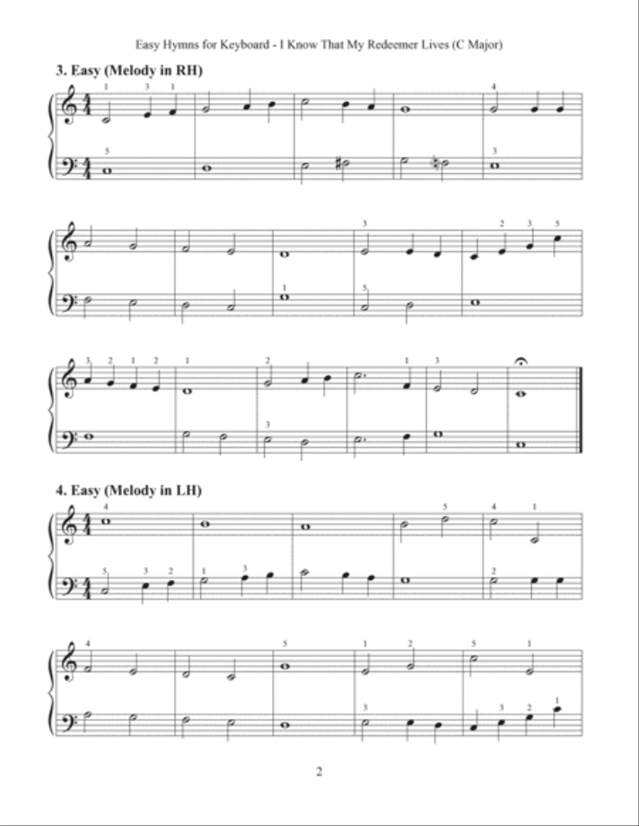 I Know That My Redeemer Lives (Easy Hymns for Keyboard) Piano Method scores gallery preview page 4