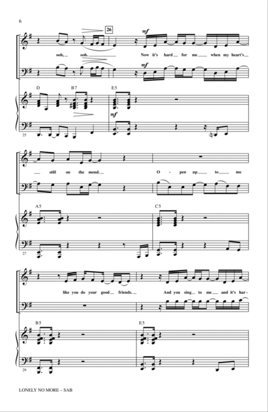 Lonely No More 3-Part scores gallery preview page 5