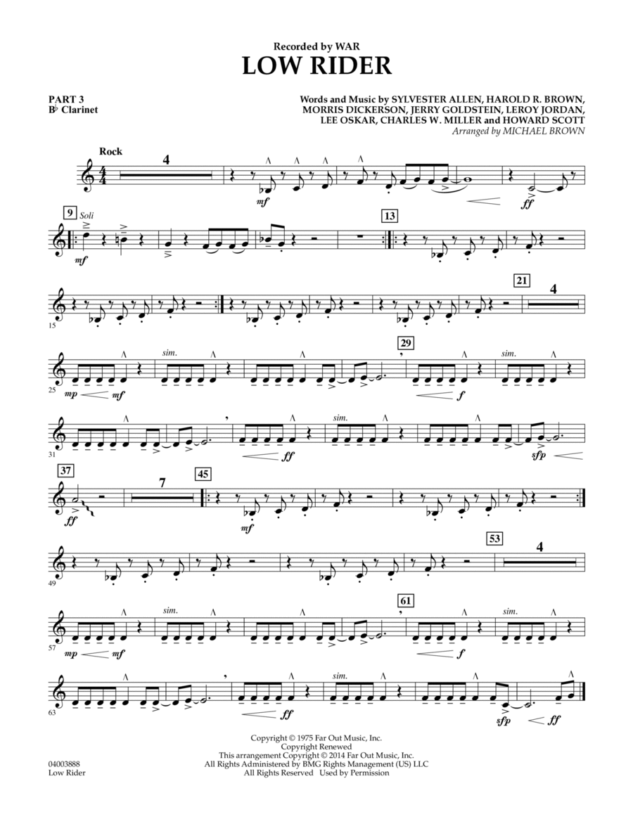 Low Rider Pt.3 Bb Clarinet by War Concert Band Digital