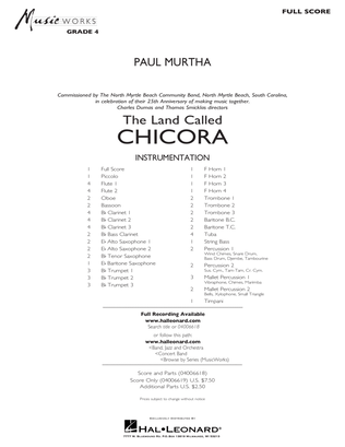 Book cover for The Land Called Chicora - Conductor Score (Full Score)