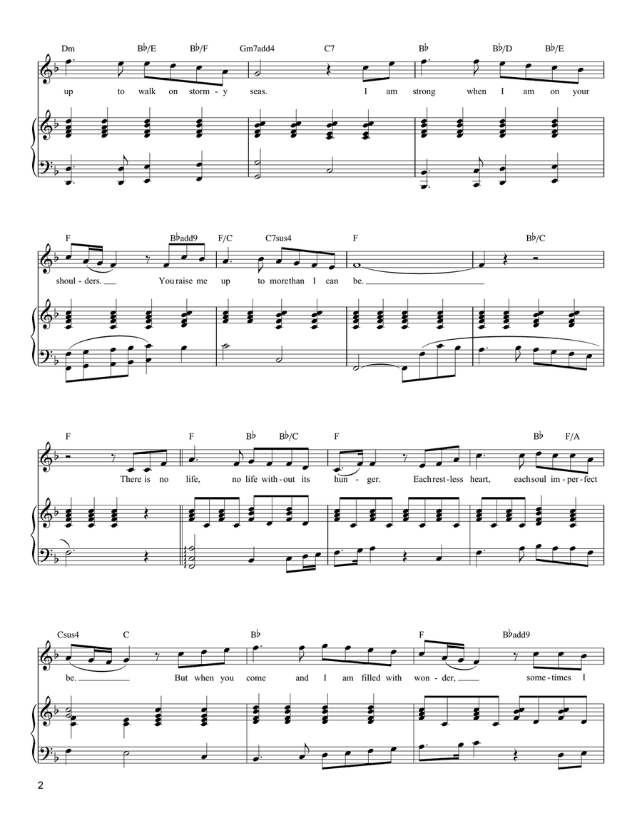You Raise Me Up Piano, Vocal, Guitar scores gallery preview page 2