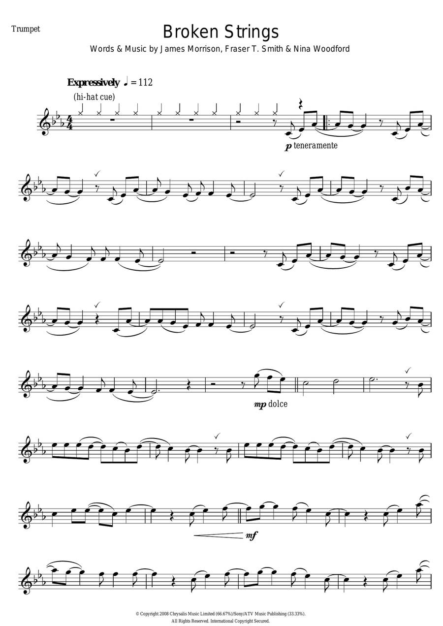 Broken Strings Trumpet Solo scores gallery preview page 1