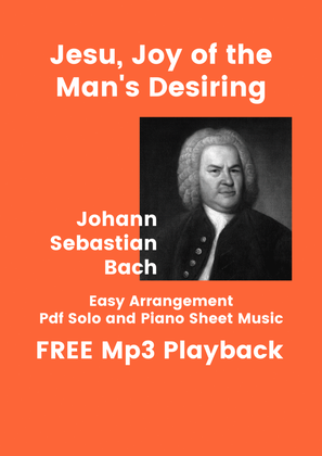 Book cover for Jesu, Joy Of Men's Desiring (Bach) + FREE Playback + Pdf Solo and Piano Parts