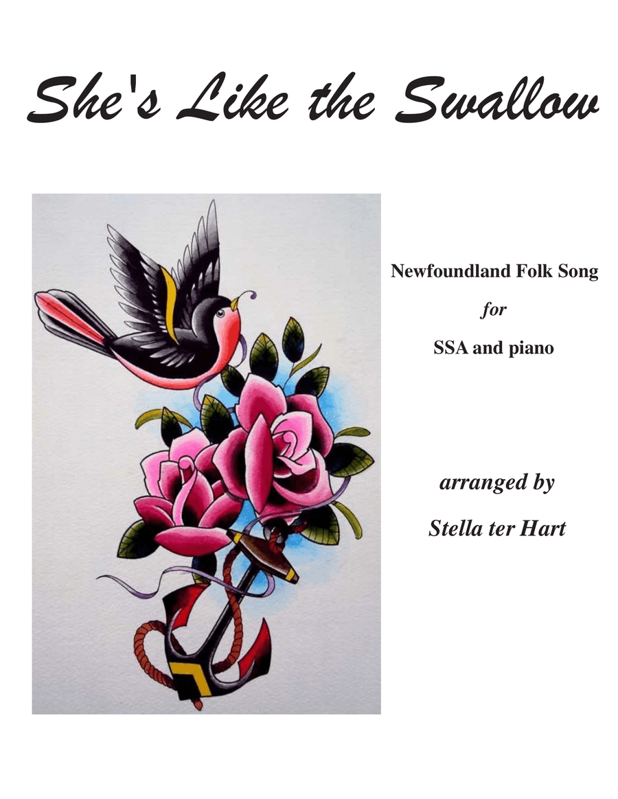 She's Like the Swallow for SSA choir and piano. Newfoundland folk song ballad. SSA scores gallery preview page 1