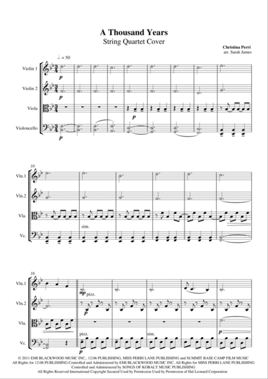 A Thousand Years String Quartet scores gallery preview page 2
