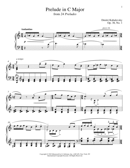 Prelude In C Major, Op. 38, No. 1