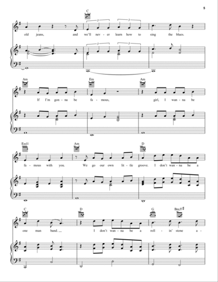 One Man Band Piano, Vocal, Guitar scores gallery preview page 5