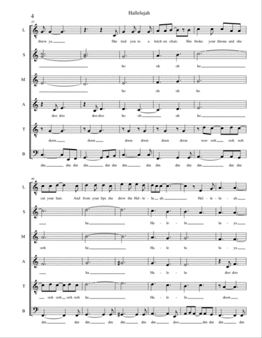 Hallelujah A Cappella scores gallery preview page 4