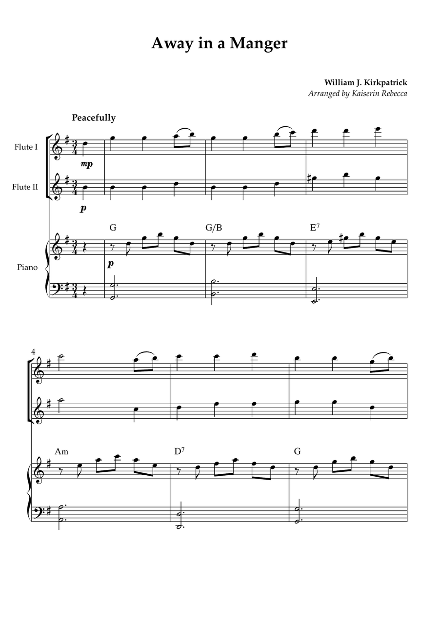 Away in a Manger Away in a Manger Woodwind Duet scores gallery preview page 1