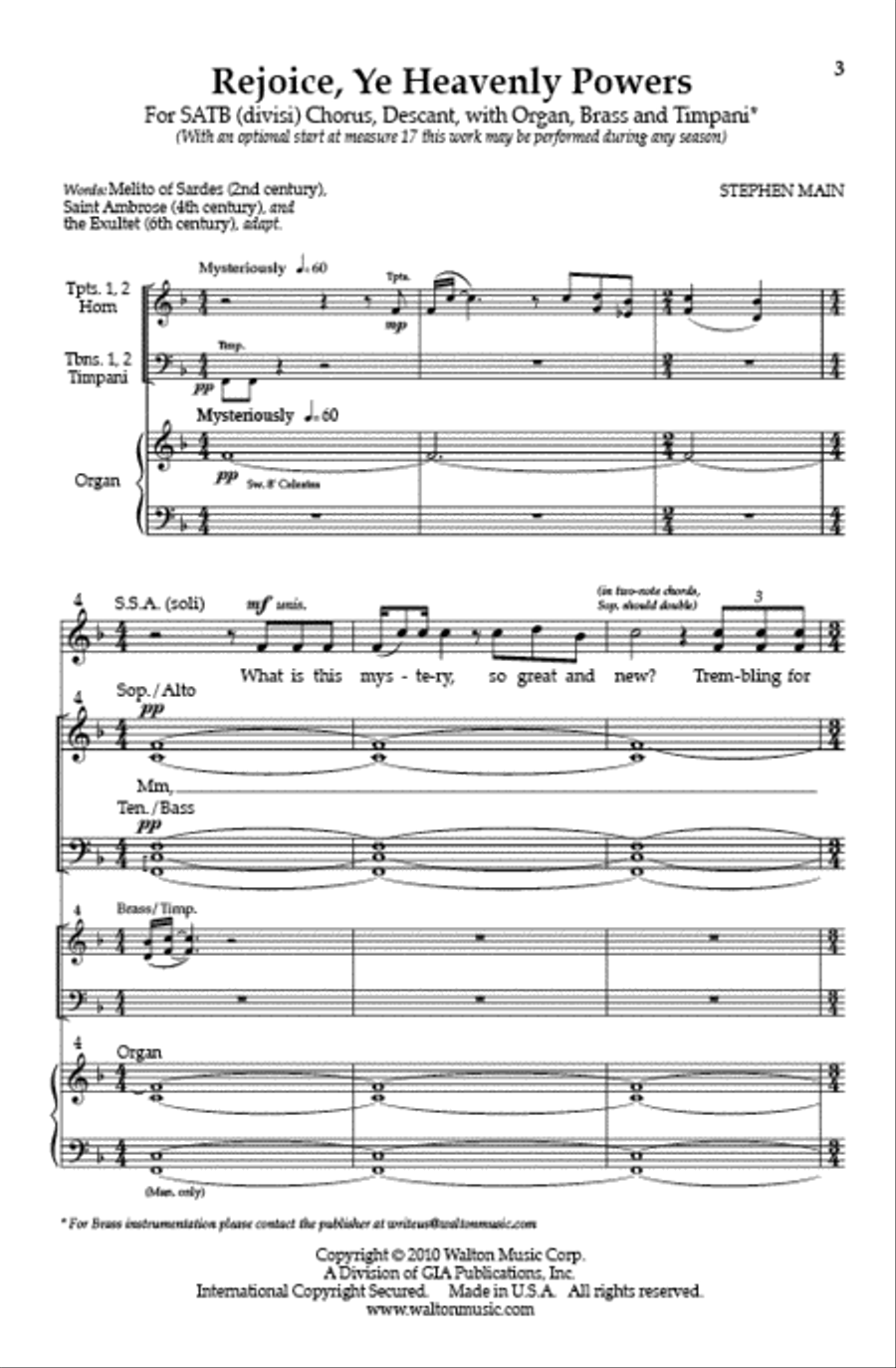 Rejoice, Ye Heavenly Powers (Vocal Score) Divisi scores gallery preview page 2