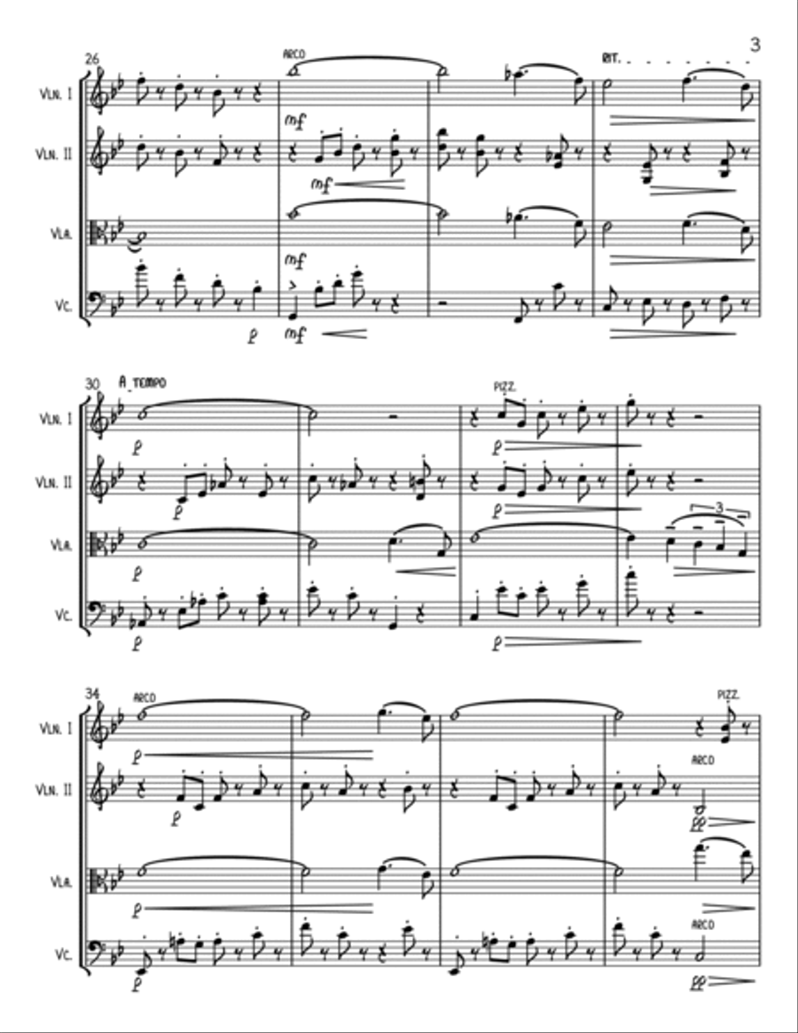 The Humming Chorus from MADAME BUTTERFLY - String Quartet Choir scores gallery preview page 3