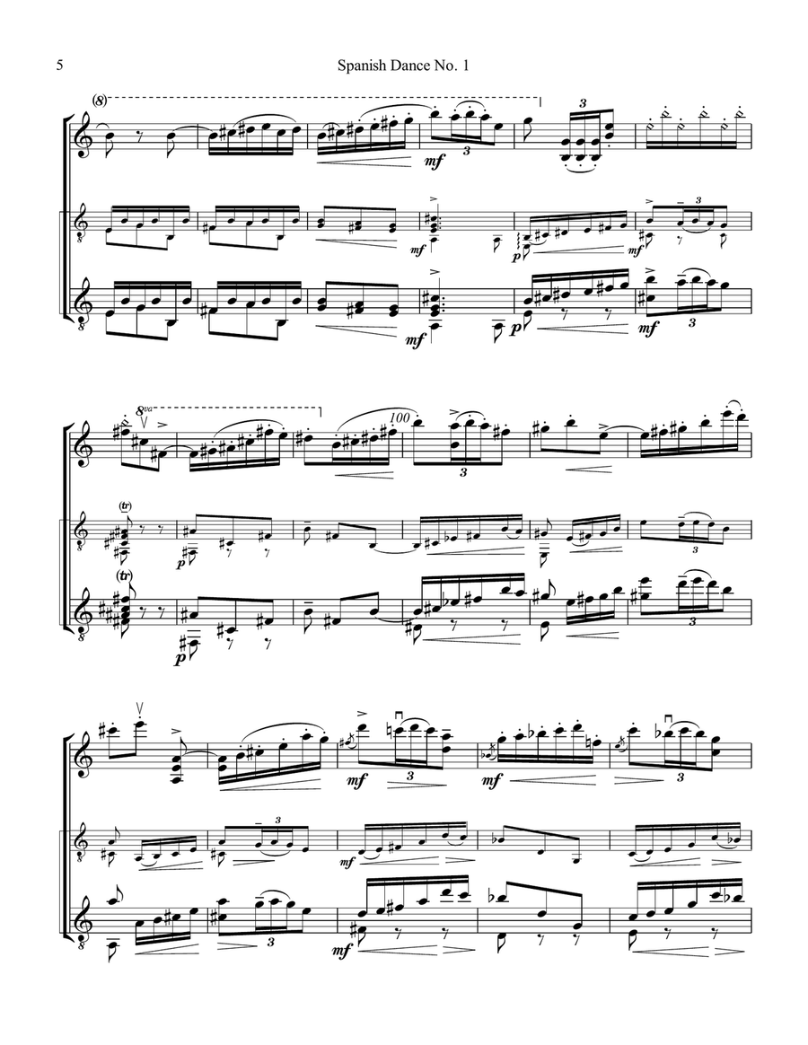 Spanish Dance No. 1, Danza from La vida breve for violin and guitar String Duet scores gallery preview page 6