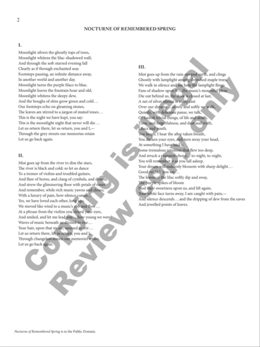 Nocturne of Remembered Spring Baritone Voice scores gallery preview page 3