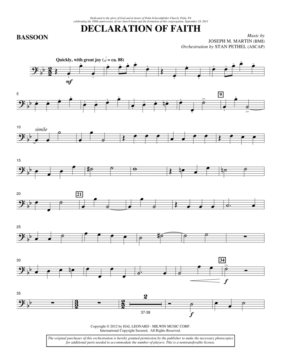 Declaration Of Faith - Bassoon Choir scores gallery preview page 1