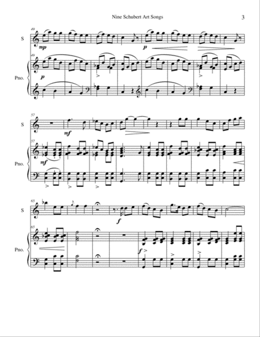 Nine Schubert Art Songs Voice Solo scores gallery preview page 3