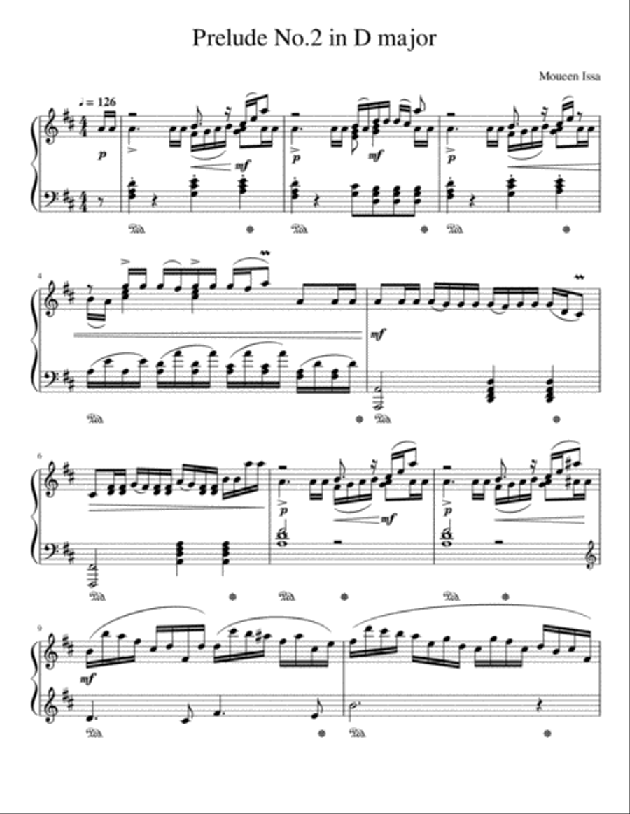 Prelude No.2 in D major Prelude No.2 in D major Piano Solo scores gallery preview page 1
