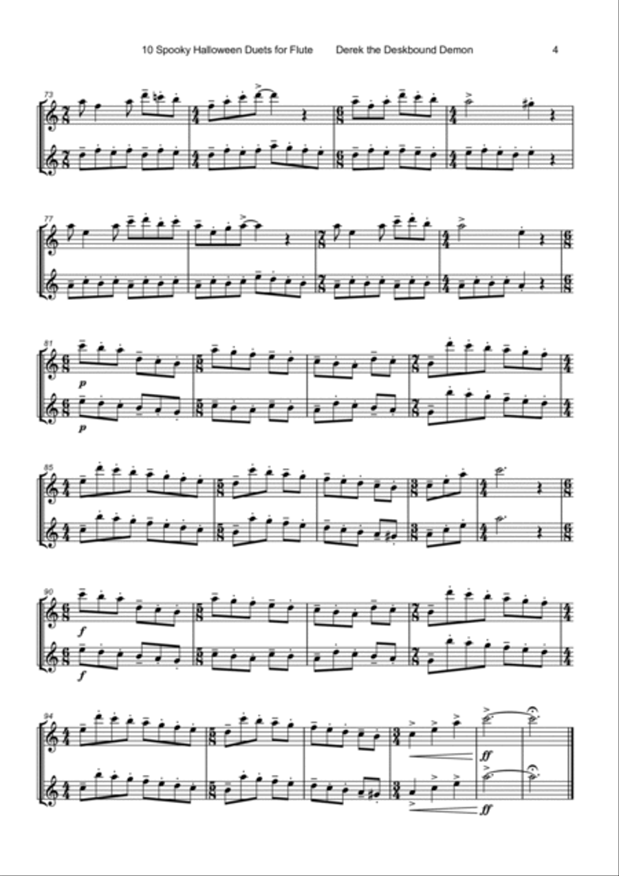 10 Spooky Halloween Duets for Flute Flute Duet scores gallery preview page 6