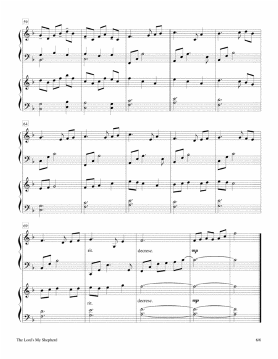 The Lord's My Shepherd (2 Pianos, 4 Hands Duet) 2 Pianos, 4-Hands scores gallery preview page 6