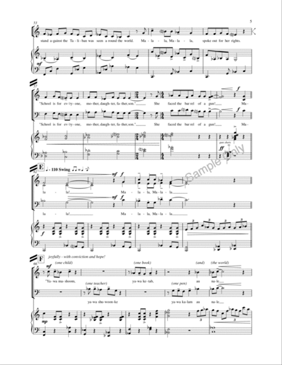 Malala Pakistani Girl 3-Part scores gallery preview page 5