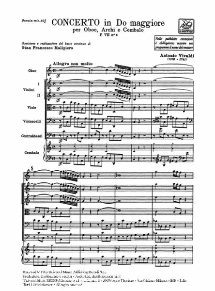 Concerto per Oboe, Archi e BC: In Do Rv 447
