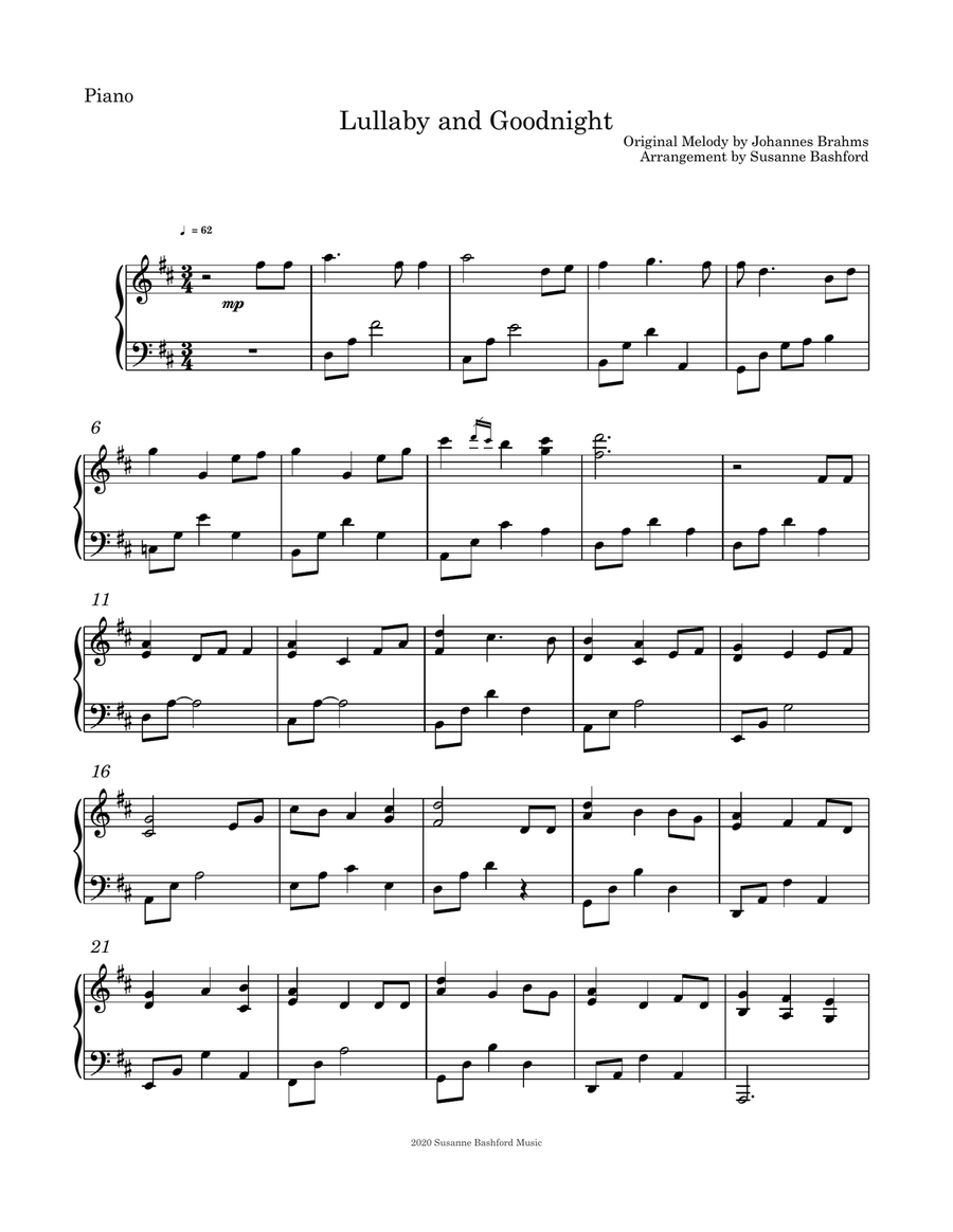 Lullaby and Goodnight Piano Solo scores gallery preview page 1