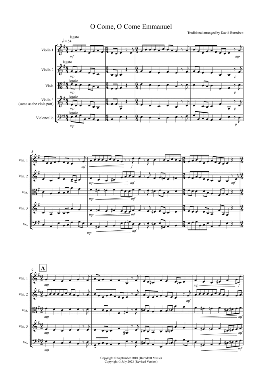 O Come, O Come Emmanuel for String Quartet String Quartet scores gallery preview page 1