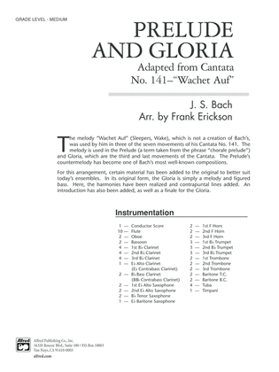 Book cover for Prelude and Gloria (Adapted from Cantata No. 141 -- "Wachet Auf"): Score