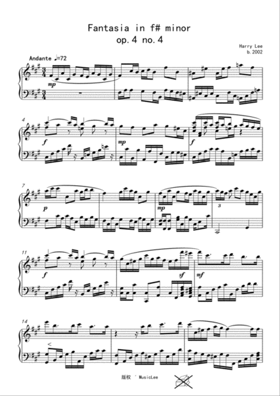 Fantasia in f# minor Piano Solo scores gallery preview page 1