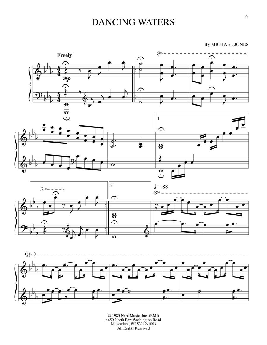 Dancing Waters Piano Solo scores gallery preview page 1