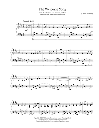 The Welcome Song by Anne Trenning (sheet music for piano)