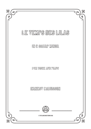 Book cover for Chausson-Le temps des lilas in c sharp minor,for voice and piano
