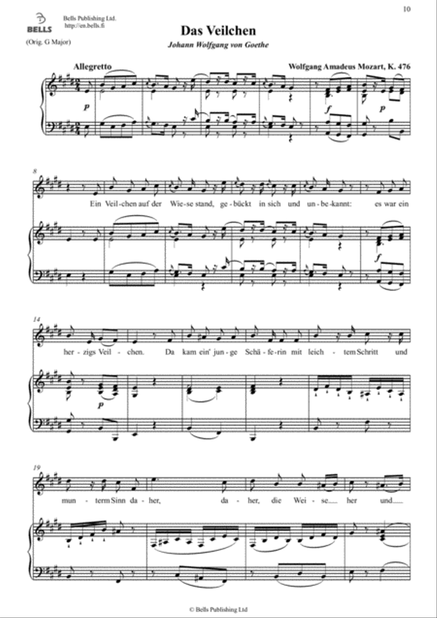 Das Veilchen, K. 476 (E Major) Voice Solo scores gallery preview page 1