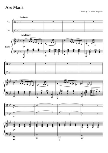 Caccini "Ave Maria" piano trio viola & cello image number null